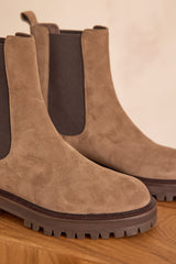 VICTOIRE DARK TAUPE LEATHER BOOTS