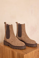 VICTOIRE DARK TAUPE LEATHER BOOTS