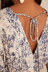 ROSALIA BLUE PRINTED SHORT DRESS