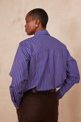 SALVADOR LAVENDER STRIPED COTTON SHIRT