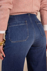 ALESS DARK INDIGO WIDE-LEG JEANS