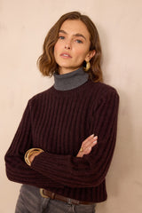 BENICIO WOOL AND ALPACA AUBERGINE JUMPER
