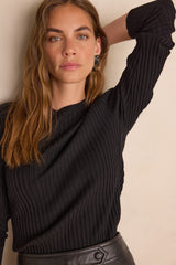 BRIDGET BLACK RIBBED COTTON JUMPER