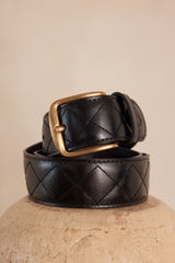 NELLY BLACK QUILTED LEATHER BELT