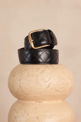 NELLY BLACK QUILTED LEATHER BELT