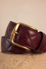 NELLY BURGUNDY QUILTED LEATHER BELT