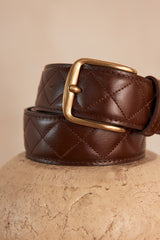 NELLY BROWN QUILTED LEATHER BELT