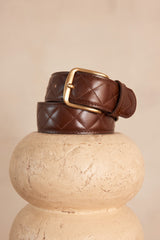 NELLY BROWN QUILTED LEATHER BELT