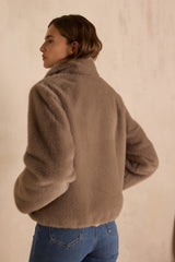 DELICE LIGHT TAUPE FLUFFY COAT