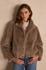 DELICE LIGHT TAUPE FLUFFY COAT