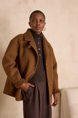 DEBBIE FAUX SHEARLING BROWN COAT