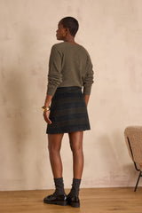 CECILE CHECKED WOOL SKIRT