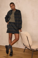 CECILE CHECKED WOOL SKIRT