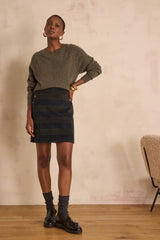 CECILE CHECKED WOOL SKIRT