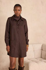 RISE DARK BROWN SHIRT DRESS
