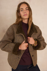 DARIO SAGE CHECKED COAT