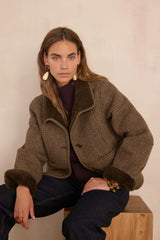 DARIO SAGE CHECKED COAT