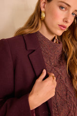 ANABELLE AUBERGINE MID-LENGTH WOOL COAT