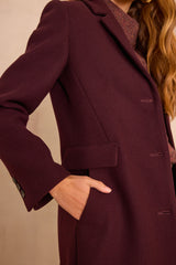 ANABELLE AUBERGINE MID-LENGTH WOOL COAT
