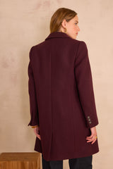 ANABELLE AUBERGINE MID-LENGTH WOOL COAT