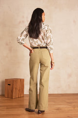 LISA ALMOND WIDE COTTON TROUSERS