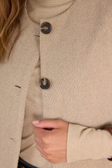 PAIGE TAUPE FRINGED WOOL VEST