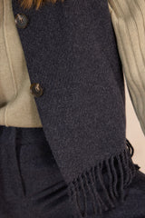 PAIGE GREY FRINGED WOOL VEST