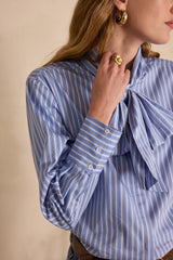 SANDRINE BLUE COTTON STRIPED SHIRT