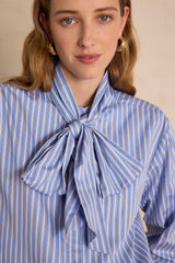 SANDRINE BLUE COTTON STRIPED SHIRT