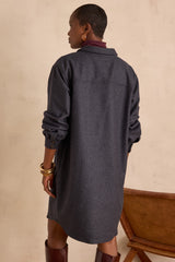 MARLINE MOUSE GREY STRAIGHT WOOL DRESS