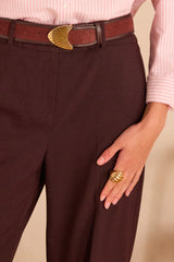 LAYLA AUBERGINE WIDE-LEG TROUSERS