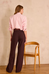 LAYLA AUBERGINE WIDE-LEG TROUSERS