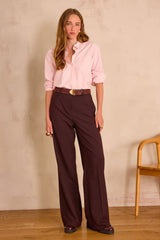 LAYLA AUBERGINE WIDE-LEG TROUSERS