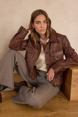 FERGUSON LIGHT TAUPE WIDE-LEG TROUSERS