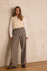 FERGUSON LIGHT TAUPE WIDE-LEG TROUSERS