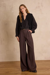 FLAUBERT CHOCOLATE WIDE LEG TROUSERS