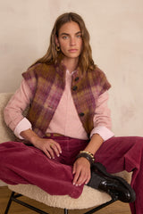 DJODDY SLEEVELESS CHECKED WOOL COAT