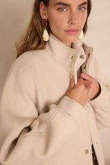 DAMIEN NATURAL MID-LENGTH WOOL COAT