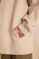 DAMIEN NATURAL MID-LENGTH WOOL COAT