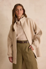 DAMIEN NATURAL MID-LENGTH WOOL COAT