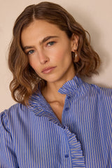 SALIA STRIPED RUFFLED BLOUSE