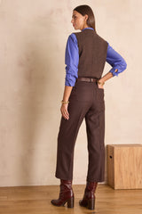 MELINA CROPPED STRIPED WOOL TROUSERS