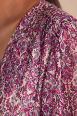 ALBINA DARK FUCHSIA ARABESQUE PRINTED DRESS