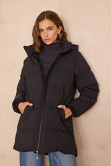 DINA BLACK MID-LENGTH PUFFER JACKET