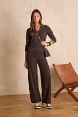 MARINA CHOCOLATE KNIT TROUSERS