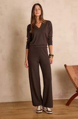 MARINA CHOCOLATE KNIT TROUSERS