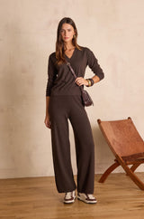 MARINA CHOCOLATE KNIT TROUSERS