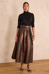 ETINCELLE LONG METALLIC EFFECT SKIRT
