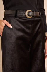 MARTA BLACK COTTON VELVET TROUSERS
