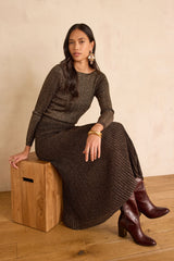 CARILLON COPPER PLEATED KNIT SKIRT